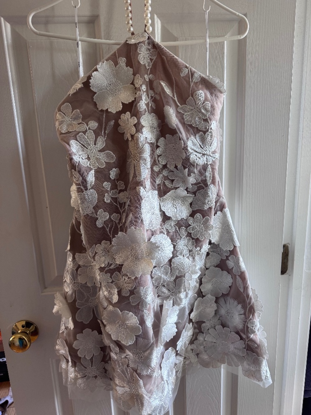 Elliatt pearled halter mini dress